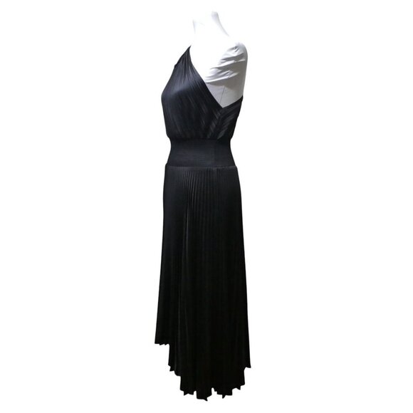 A.L.C Ruby Black Satin One Shoulder Asymmetrical Pleated Dress Womens 10 - Picture 3 of 10